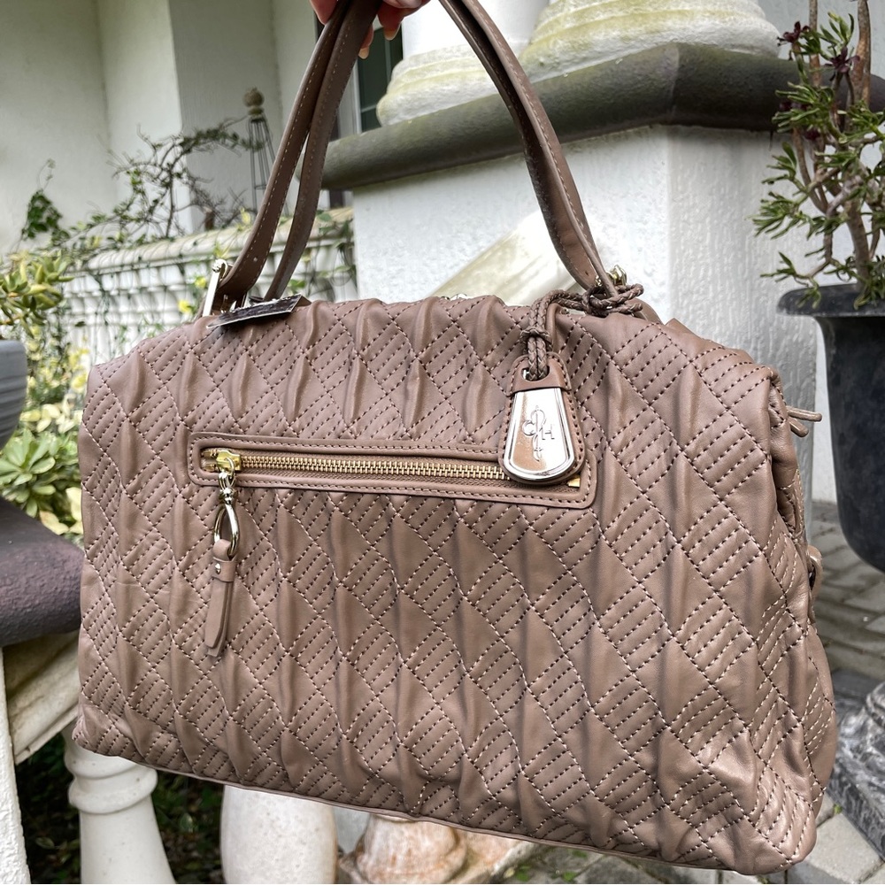 NWT Cole Haan Taupe Leather Bowler Bag